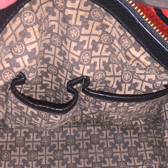 Tory Burch Black Pebbled Leather Satchel with Gold-Tone Logo Purse 👛 - Picture 9 of 17